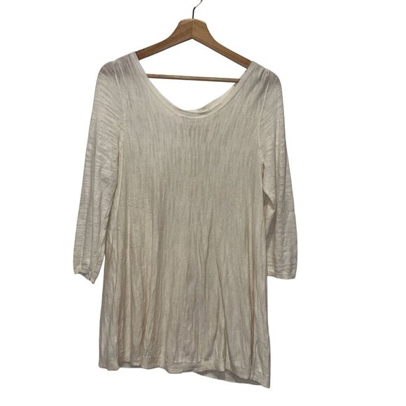 Anthropologie Moth White Long Sleeve Round Neck Outdoor Cardigan Sweater Women's - Picture 2 of 7